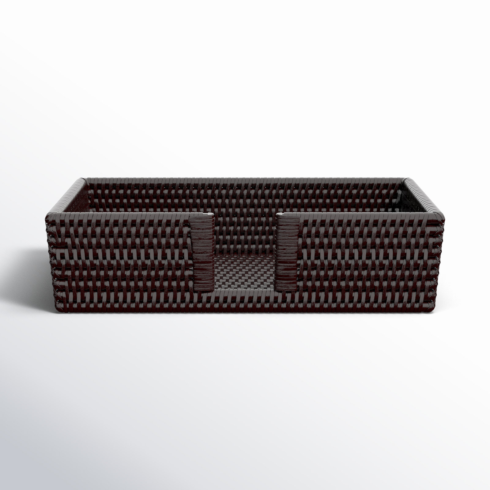 Rattan Guest with Cutout Napkin Holder, Tudor Black