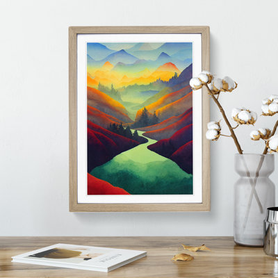 River Landscape Colourful No.1 - Framed Print