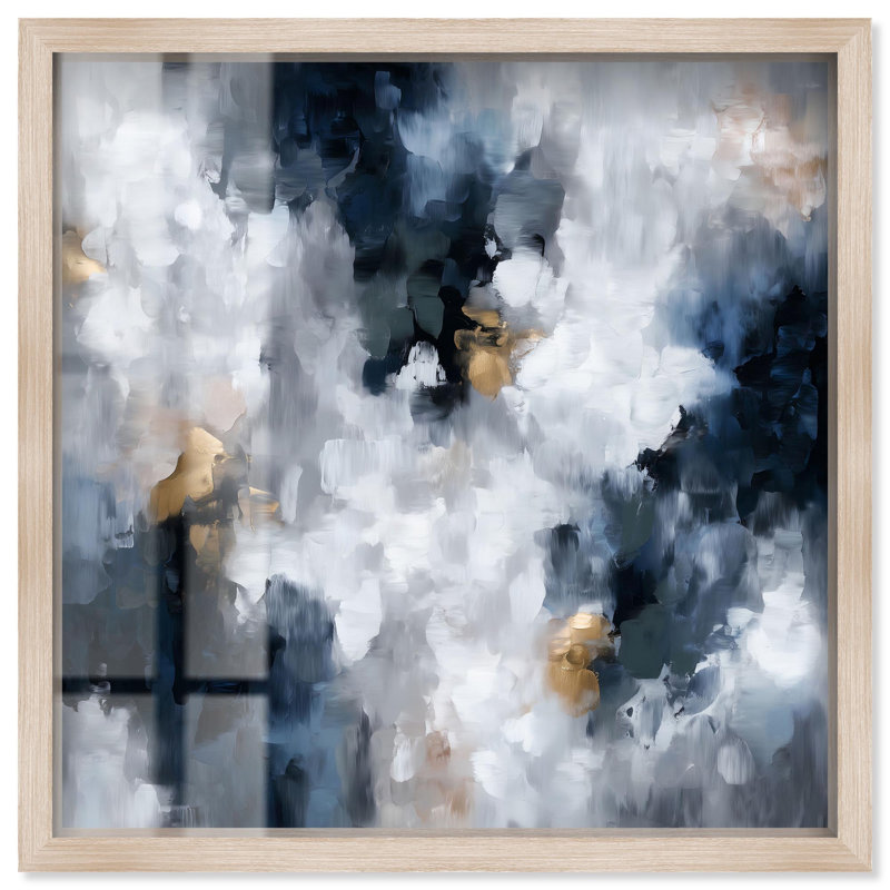 «Midnight and Ivory I Shadowbox Print», art mural abstrait par Art Remedy, H 25 po x l 25 po, Crème, crème