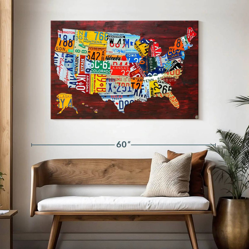 Carte des États-Unis à Aliaz II, H 32 po x l 48 po