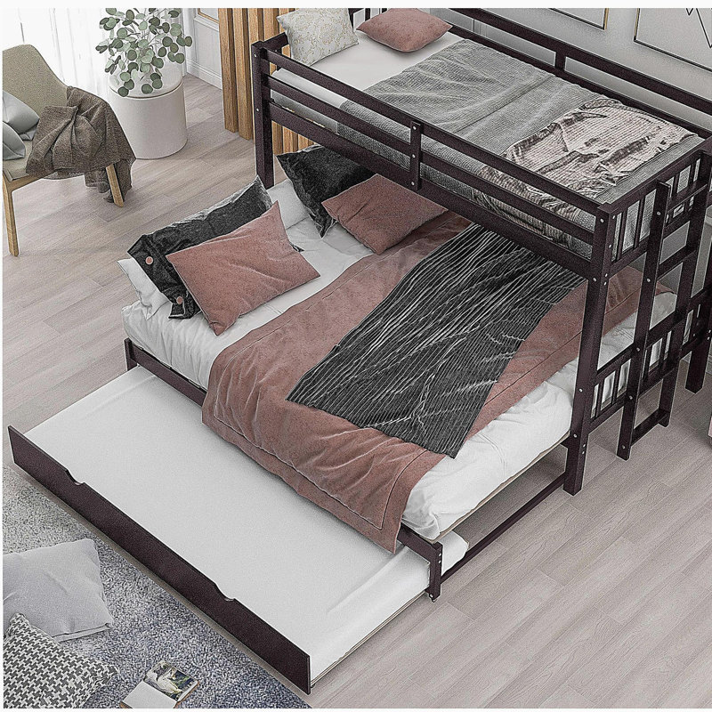 Double Pull-out Bunk Bed with Wheels, Espresso