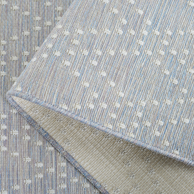 Sunset 850 Polypropylene/Polyester Geometric Indoor/Outdoor Rug in Blue/Lavender, Rectangle 5'3" x 7'6"