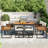 9-Pieces Acacia Wood Patio Dining Set, Space Saving Outdoor Patio Set, 4 Cushioned Chairs & 4 Ottomans & 1 Square Table, For Backyard, Garden, Deck And Poolside-419178139