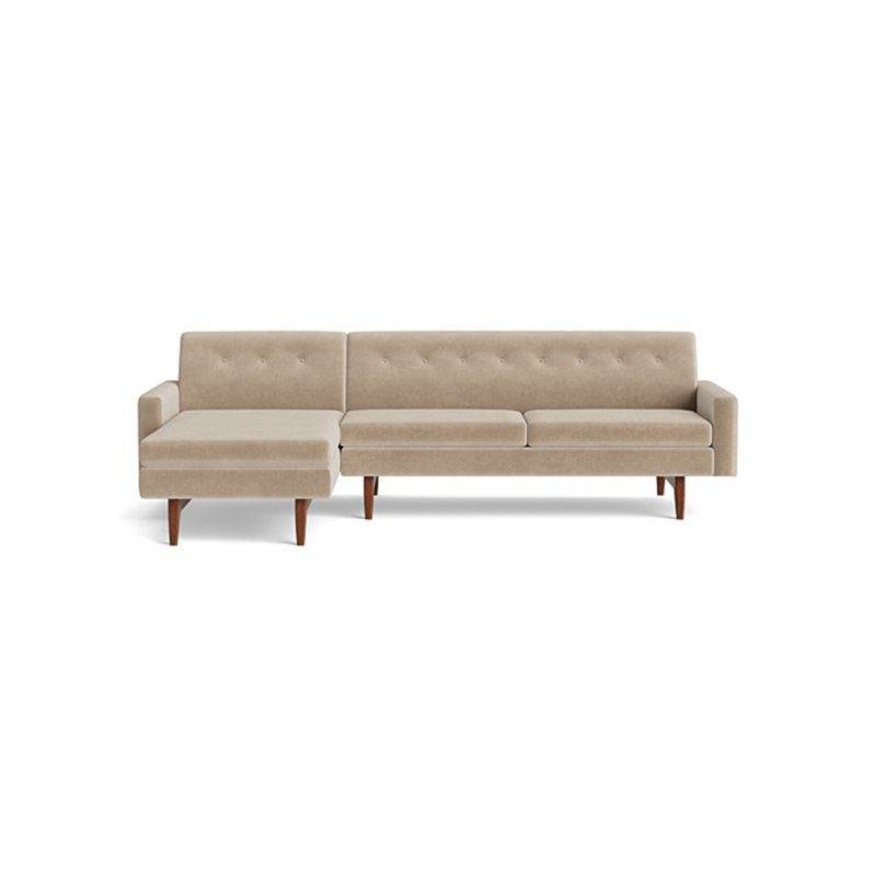 Tyler Chaise Sectional, Left Hand Facing, Velvet - Beige
