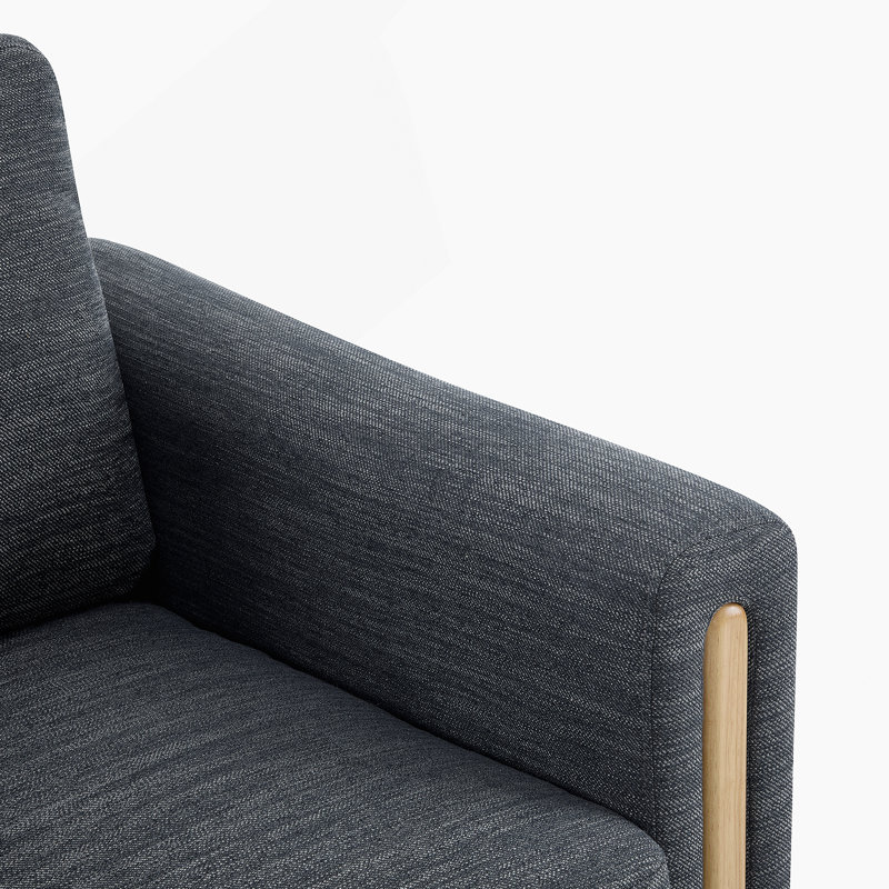 Fauteuil rembourré en tissu Harmonia, Gris anthracite