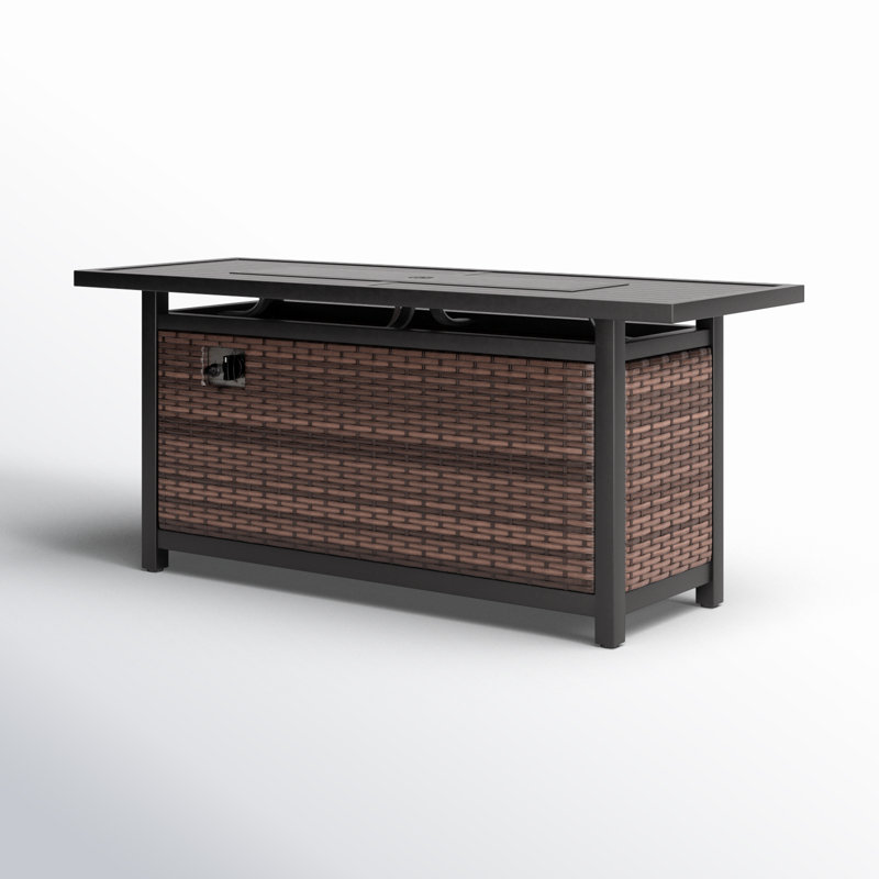 Bohde Rectangle Powder Coated Steel Propane Smokeless Fire Pit Table with Hidden Fuel Tank