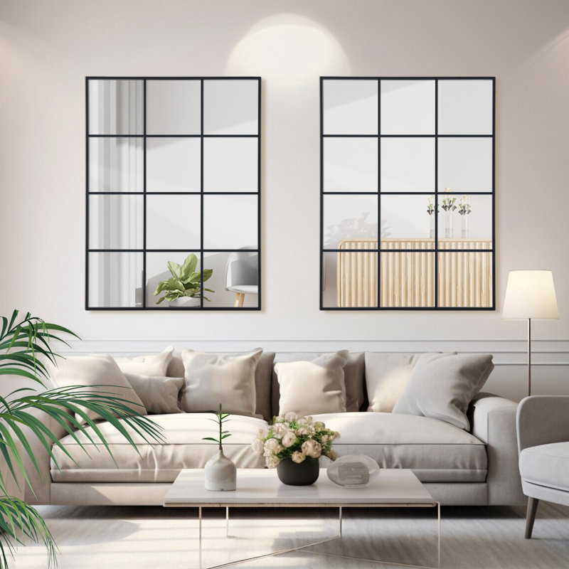 Rectangular Windowpane Wall Mirrors, 48" x 30"