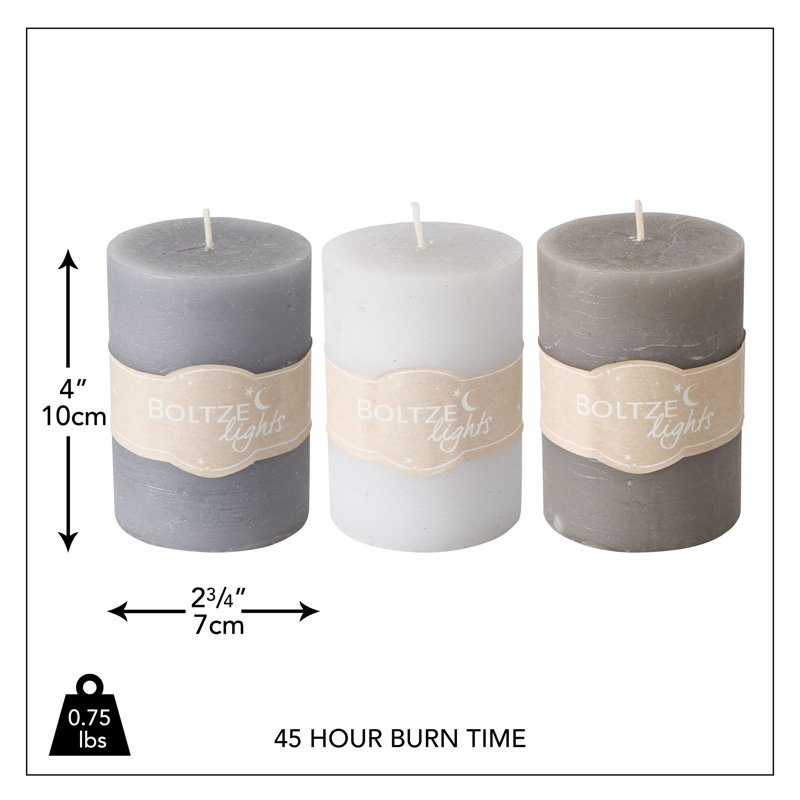 Unscented Pillar Candle, Gray/White