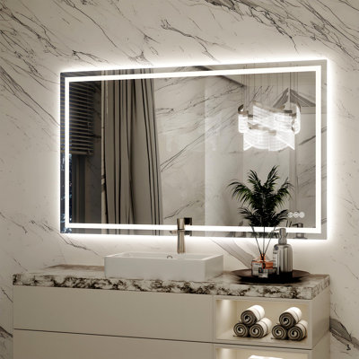 Super Bright LED Bathroom Vanity Mirror with Frontlit & Backlit Lighting, 3-Color Temperature, Anti-Fog, with UL, RoHS, ETL & 3-Year Warranty