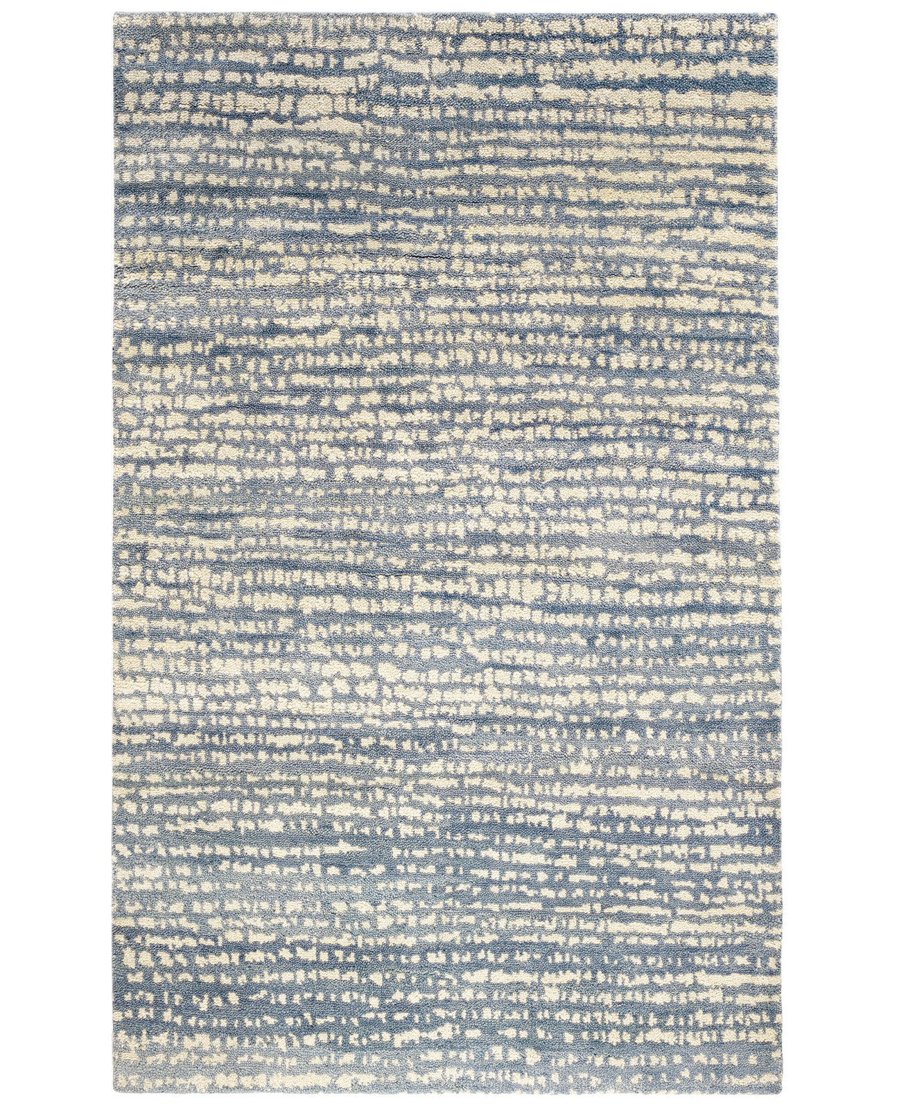 Shepherd Hand Knotted Wool Rug, Rectangle 5' x 8', Pewter Blue