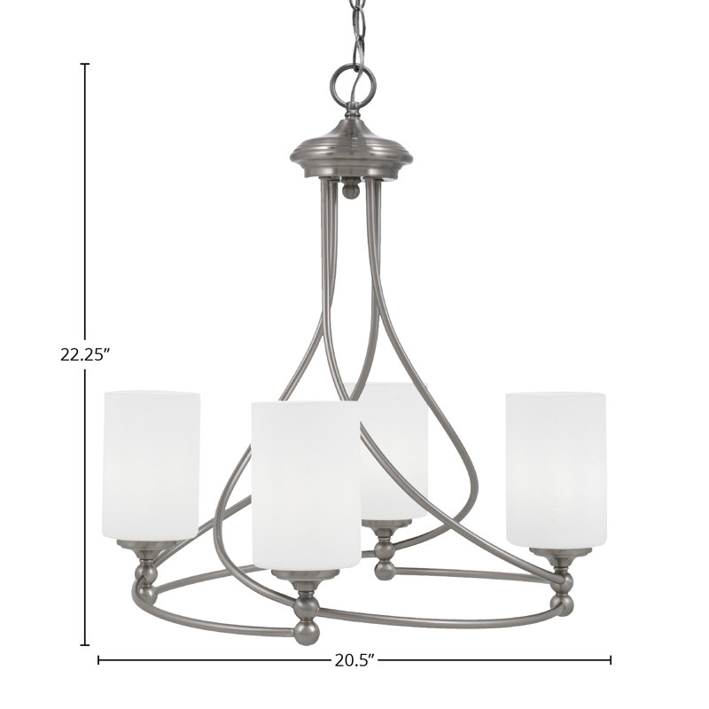 Lustre 4 lumières Capri, Nickel brossé, Blanc