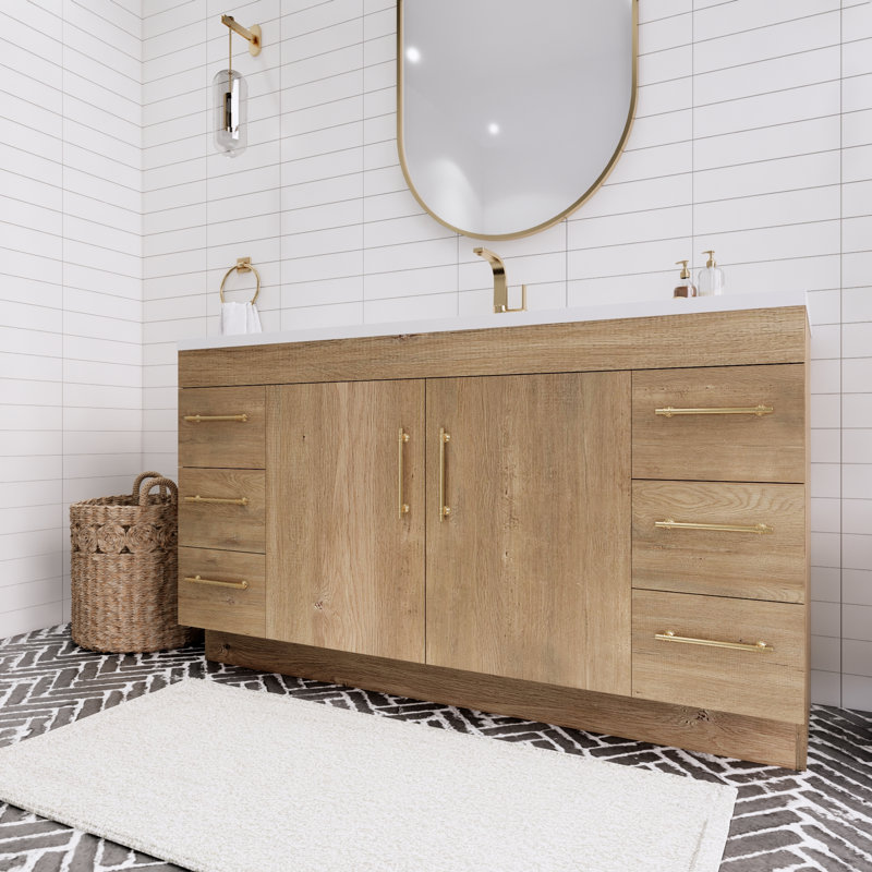 Meuble-lavabo simple l 60 po, Chêne et teck