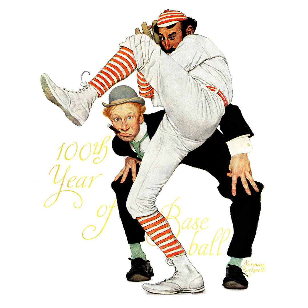 100th Anniversary of Baseball by Norman Rockwell Print on Wrapped Canvas Vault W Artwork 