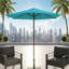 Parasol de marché bleu de 7,5 pi avec auvent, manivelle pour un fonctionnement facile, hexagonal Ft et inclinaison 45, imperméable filé auvent patio et terrasse
