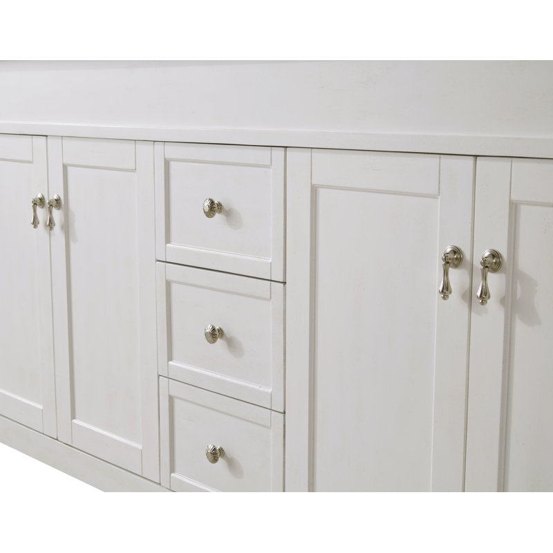 Ensemble de meuble-lavabo double 60 po Lexington, Blanc antique, Veines blanches / brunes