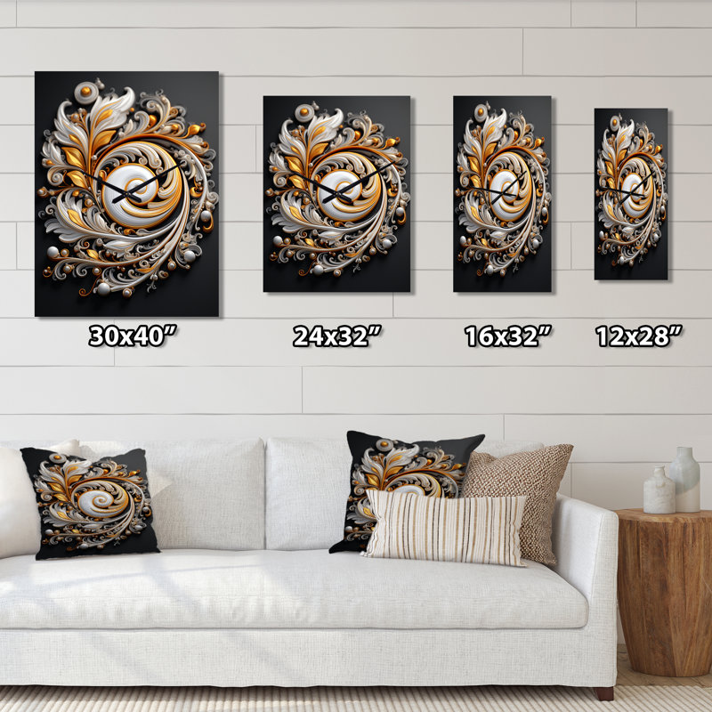 Horloge murale Eflorescence White Gold, H 32 po x l 24 po x P 1 po