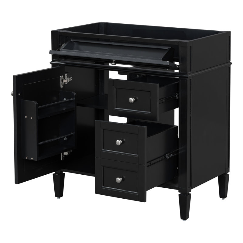 Meuble-lavabo de salle de bain de 30 po sans lavabo supérieur, armoire de rangement moderne avec 2 tiroirs et un tiroir rabattable (BASSIN INCLUS)