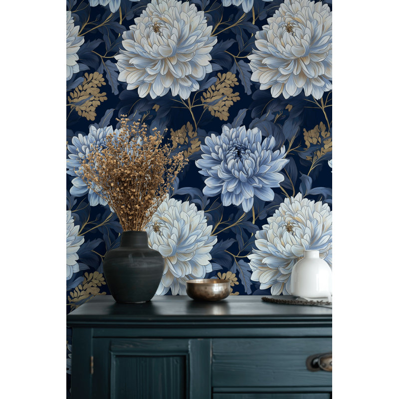 Papier peint floral bleu élégant Elegant