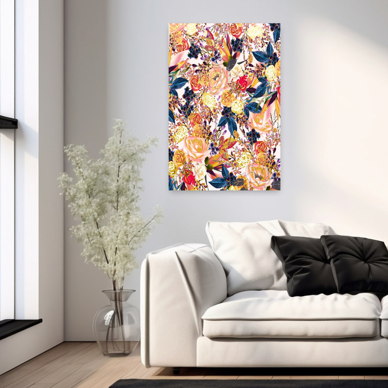 Art contemporain, art floral naturel, H 36 po x l 24 po