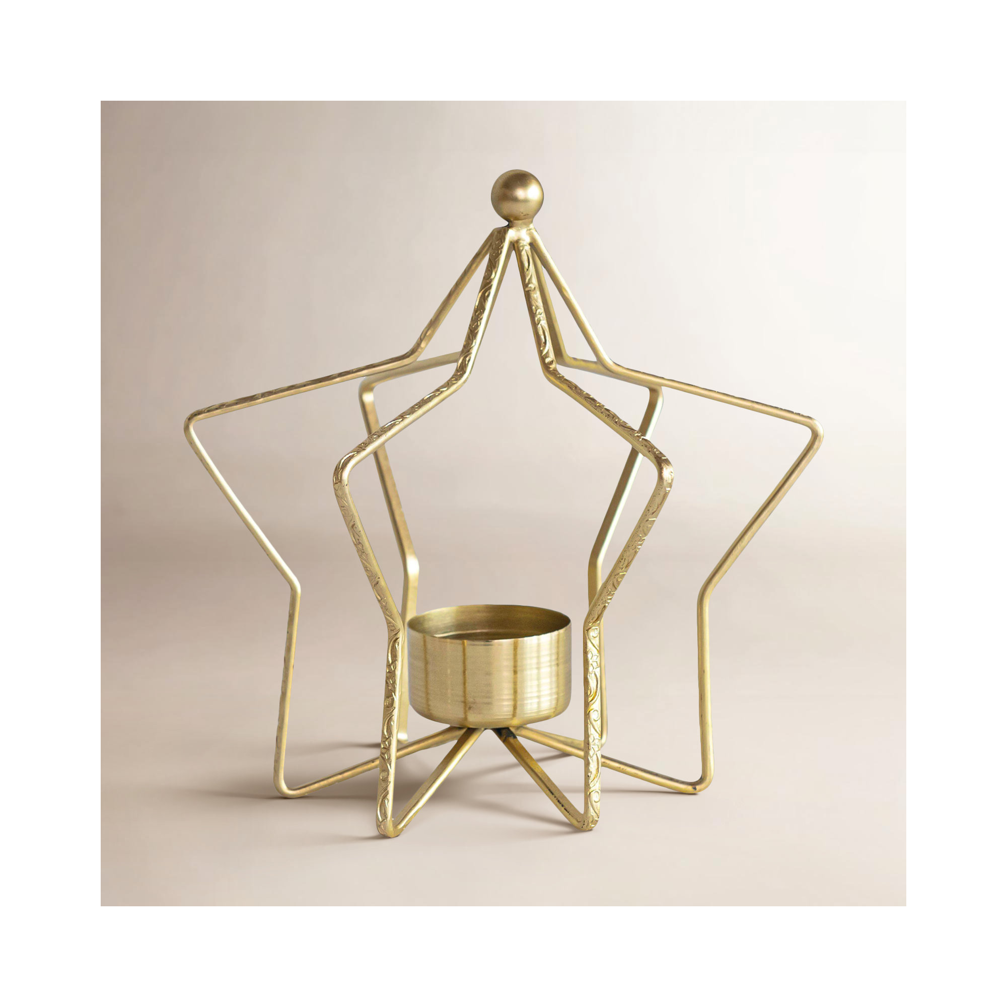 Large Metal Star Shaped Tealight Holder, 6.5" H x 6.5" W x 6.5" D