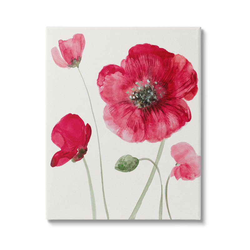 "Bold Red Poppies Blooming Floater", art mural par Lanie Loreth, H 30 po x l 24 po x P 1,5 po, Toile tendue