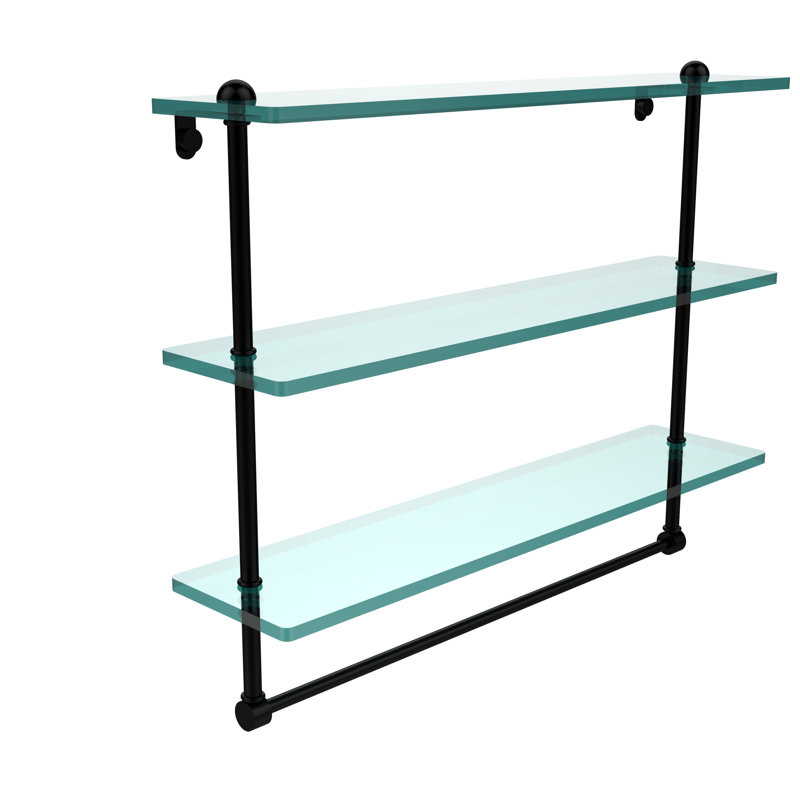 Étagère 3 pièces avec barre à serviettes Gober, 22 po, Noir mat
