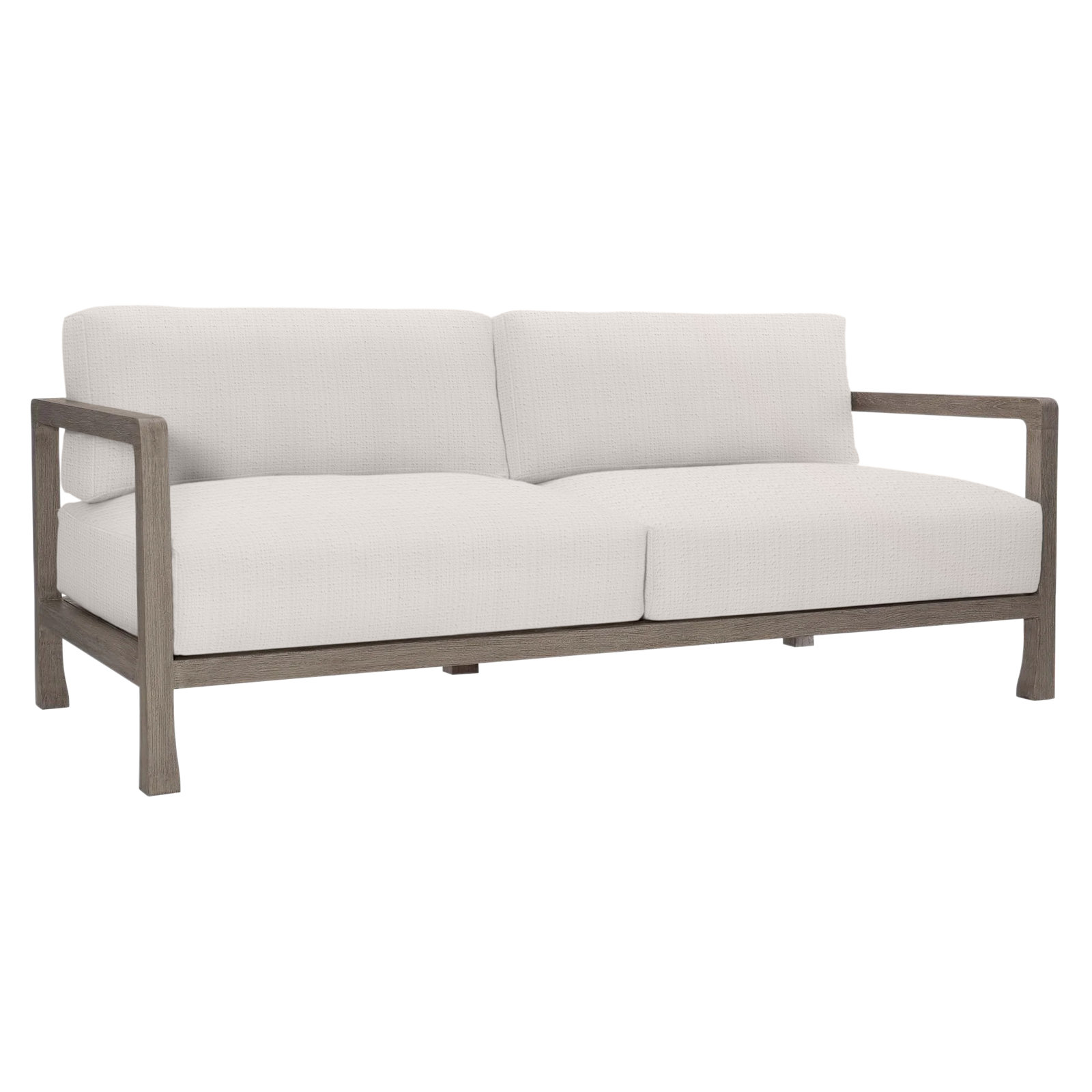Tanah 80" Wide Outdoor Teak Patio Sofa with Cushions, White Sunbrella 6063-000