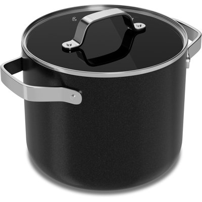Marmite en aluminium de 5 pintes avec couvercle, revêtement en céramique antiadhésif, sans PTFE et PFAS, allant au four à 500 ° F, poignées en acier inoxydable, couvercle en verre, compatible avec tous les poêles
