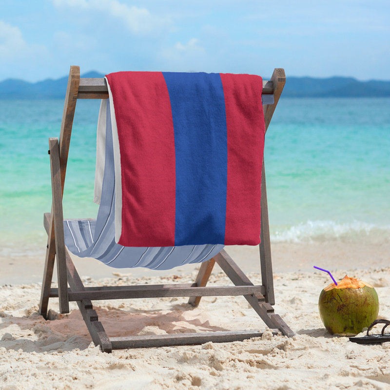 Lightweight Beach Towel, Red/Blue/Red, Poly/Cotton