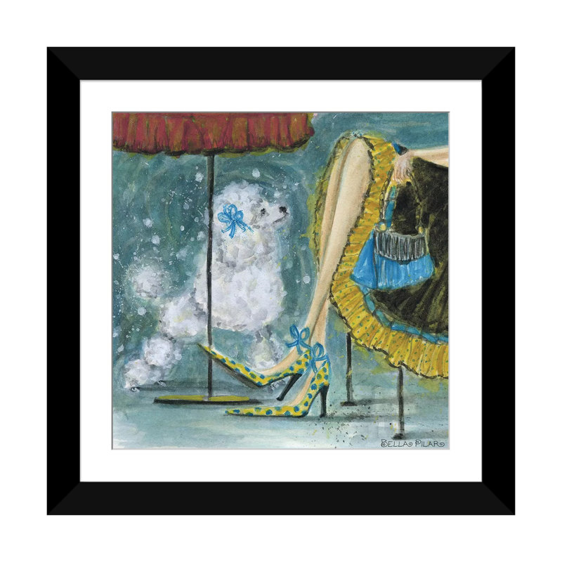 «Poodle» par Bella Pilar, reproduction d'art sur toile tendue, H 16 po x l 16 po x P 1 po, Papier d'art encadré noir, Blanc