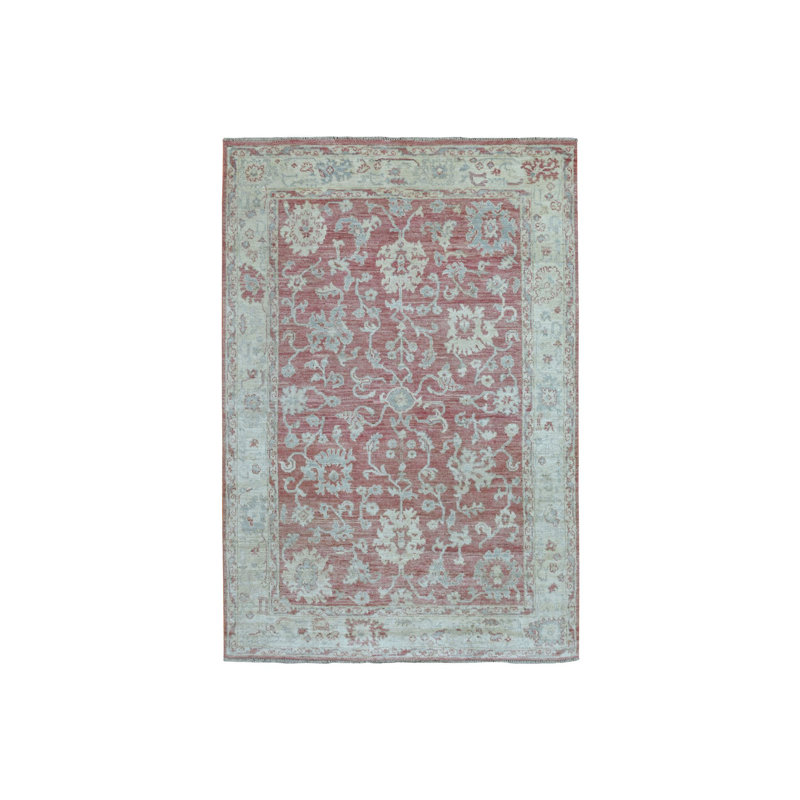 Tapis corail rouge en laine noué à la main 6 pi 2 po x 9 pi Angora Oushak 38319F00CF0D47A9B17D9E4B1C0D4A3D