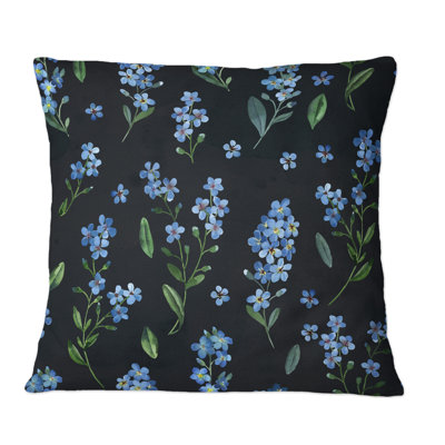 Coussin Gentle Blue Spring Flowers On - imprimé traditionnel