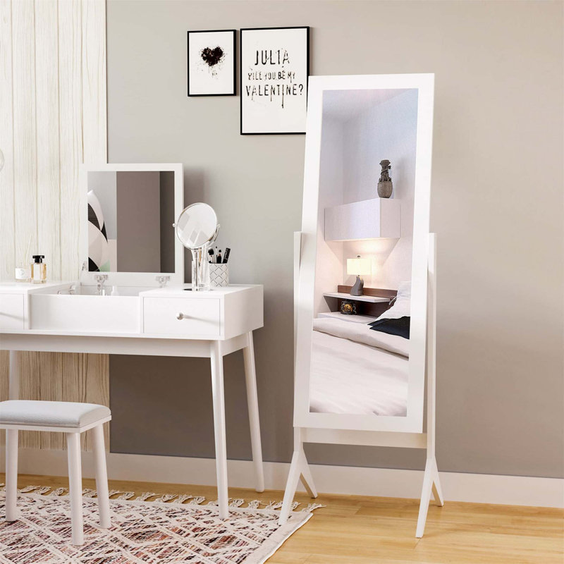 Demetrias Rectangle Floor Mirror, White