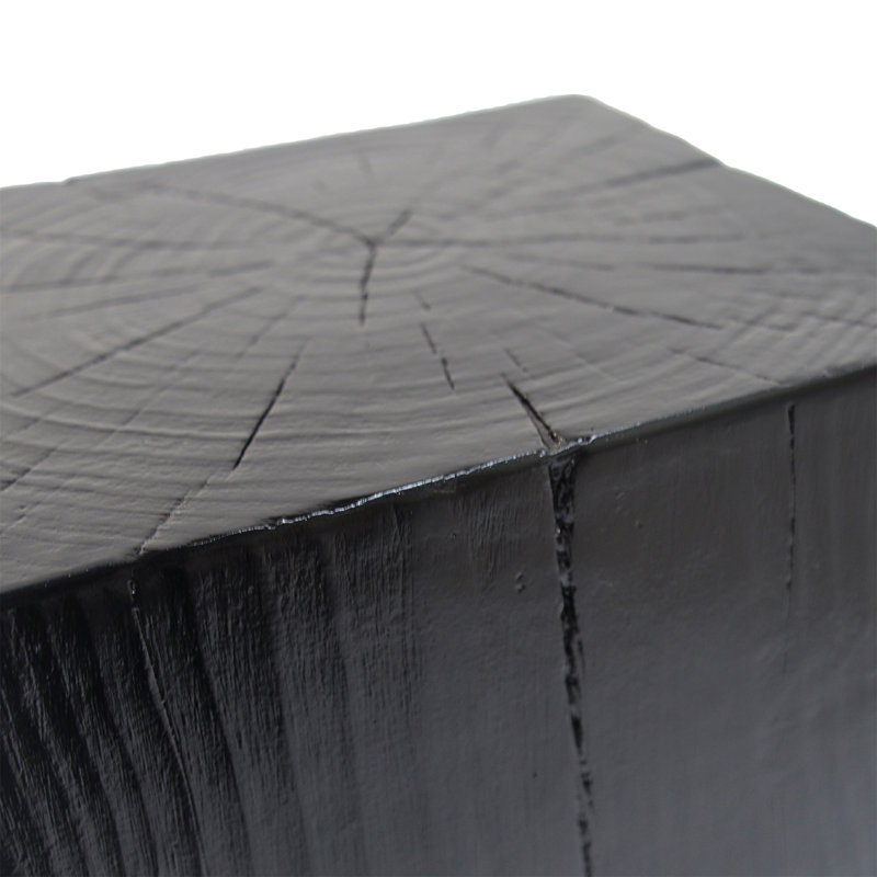 Table de bout à colonne carrée en bois d'aspect bois MGO, Noir, 33.75" H x 14.5" W x 14.5" D