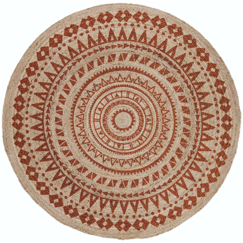 Desroches Hand Woven Jute Oriental Rug, Round 5' x 5'