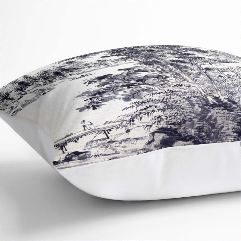 Misty Mountains by Chen Chun Cushion with Filling, White, 55cm H x 55cm W x 20cm D