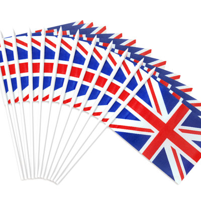 Ensemble de 12 drapeaux miniatures portés à la main British Union Jack UK