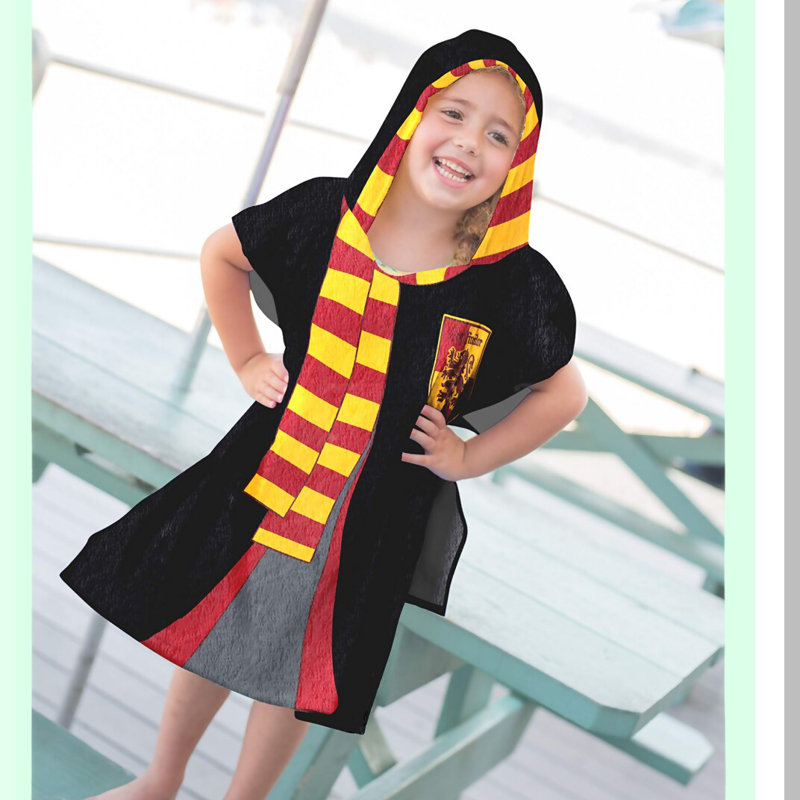 Gryffindor Kids Hooded Poncho Towel - Super Soft Absorbent Cotton, 28x28 Inches, Bath/Pool/Beach Use, Official Harry Potter Product