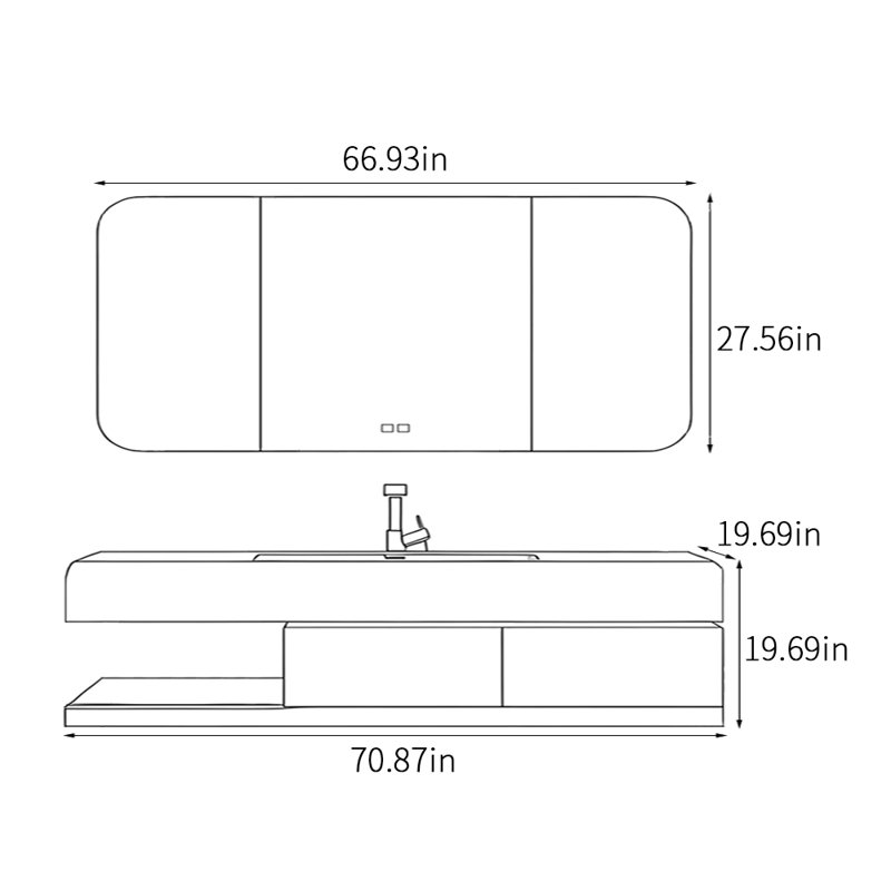 Fashionable bathroom cabinet simple French style, 19.69" H x 70.87" W x 19.69" D