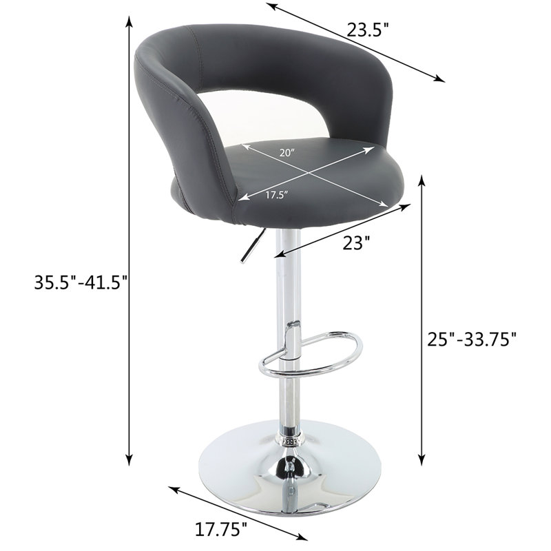Tabouret de bar pivotant à hauteur réglable Andromachi, Gris