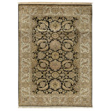 High-Quality Hand-Knotted Black And Cream Area Rug