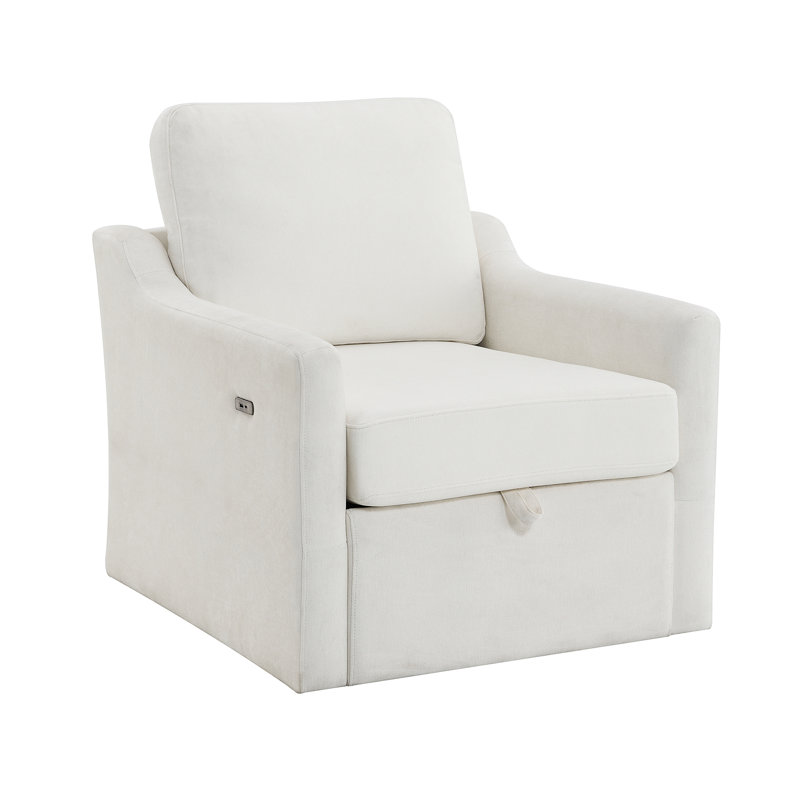Fauteuil pivotant avec tissu chenille doux, Blanc