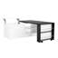 Table basse design à plateau relevable avec portes coulissantes de style grange et plateau pivotant, idéale pour des week-ends de détente à la maison. Décor moderne.