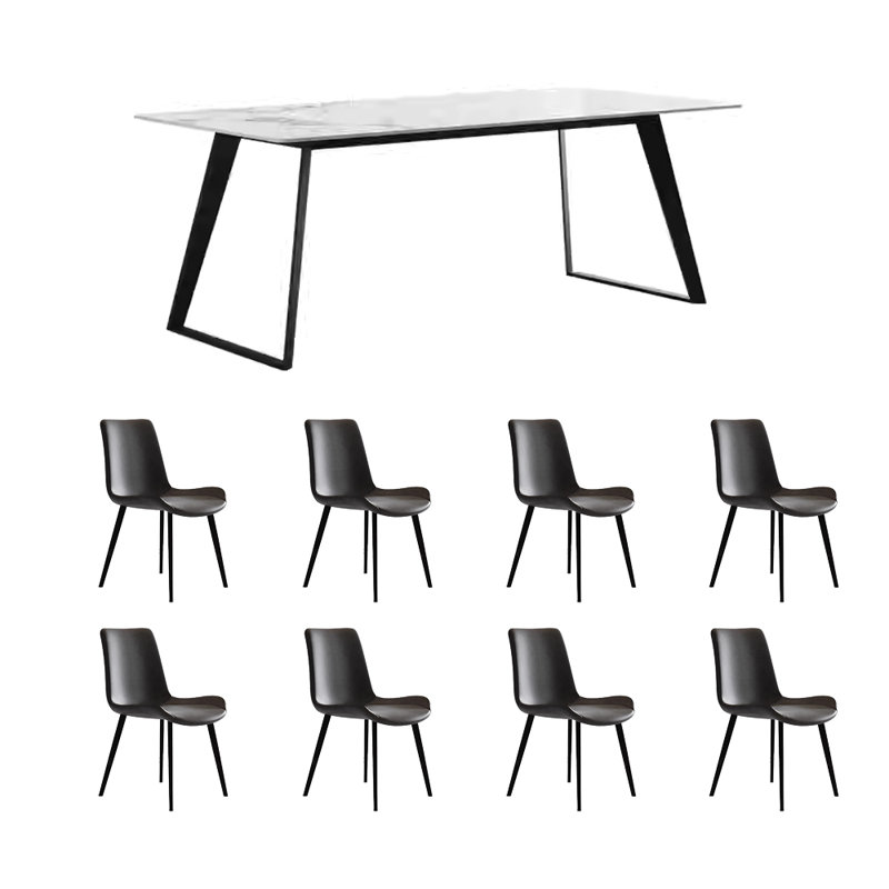 Modern simple rectangular dining table and chair, Black