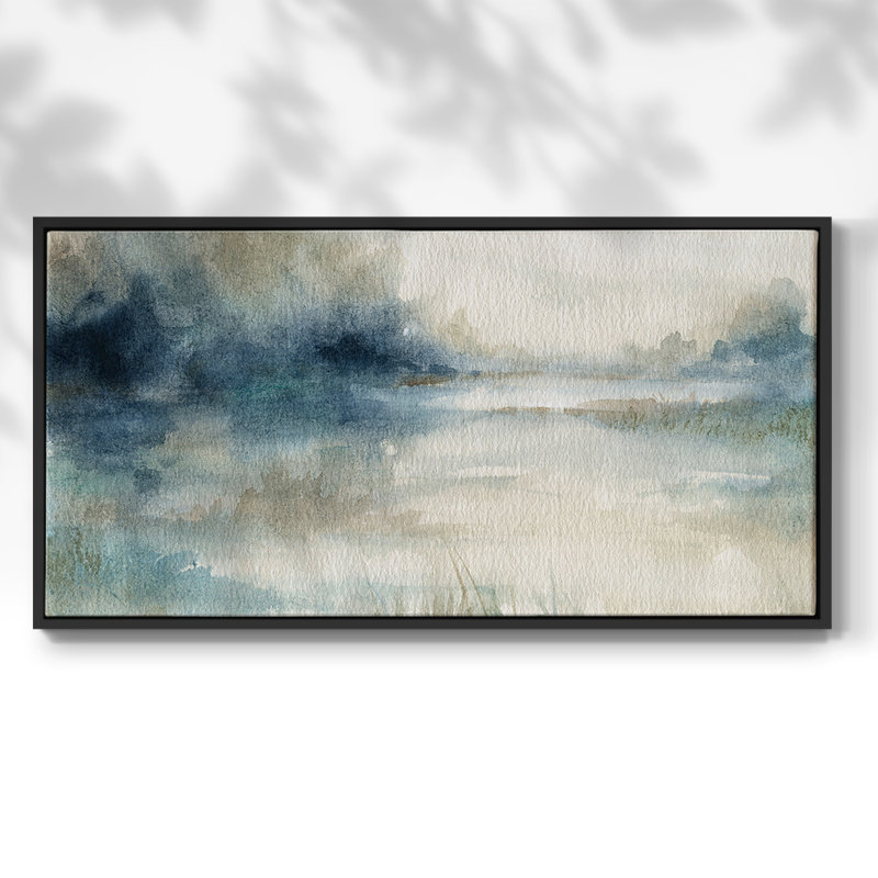 Still Still Waters II - Toile tendue avec cadre encadré - Prêt à accrocher, H 25 po x l 49 po, Noir, noir, noir, noir