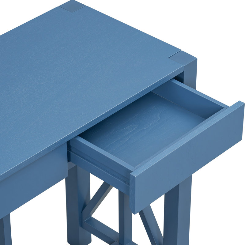 Table de placage de 60 pouces, 4 tiroirs spacieux, console de rangement moderne pour le salon, Marine
