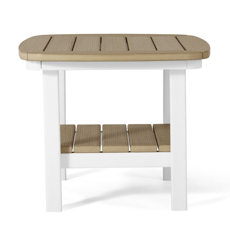Table d'appoint carrée 21 po, blanc, Plateau beige / base blanche