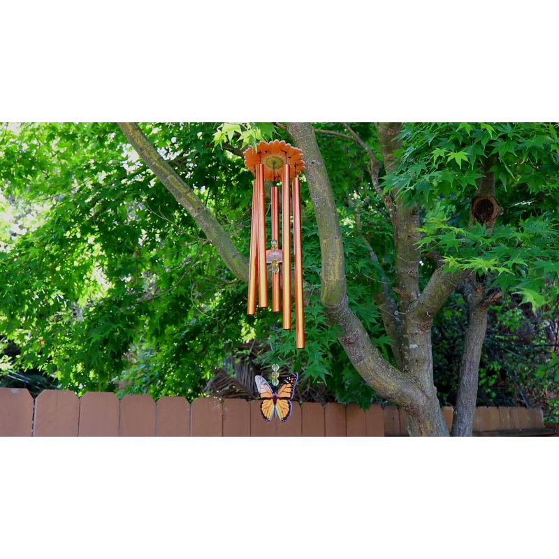 Orange Monarch Butterfly Acrylic and Metal Wind Chime