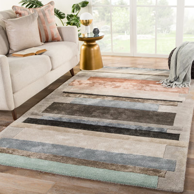 Sabi Geometric Handmade Tufted Gray Area Rug