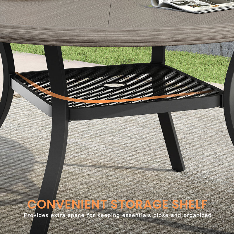 Aluminum Patio Dining Set with Aluminum Round Dining Table and 4 PVC-coated polyester Swivel Dining Chairs